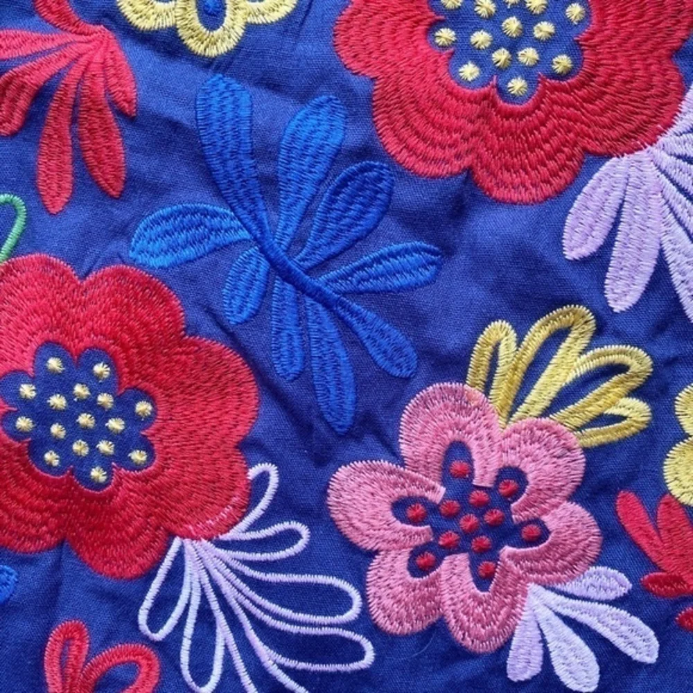 Andree By Unit‎ Embroidered Appliqué Big Bold Floral Shift Dress Linen Blend - Picture 8 of 13